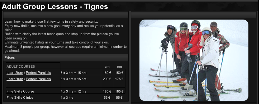EV2 Ski Group Lessons Tignes